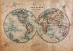 Πινακας σε καμβά OLD STAINED WORLD MAP 1800