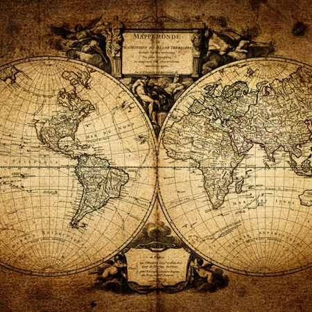 Πινακας σε καμβά OLD WORLD MAP 1752 - Χαρτες Sticky 5
