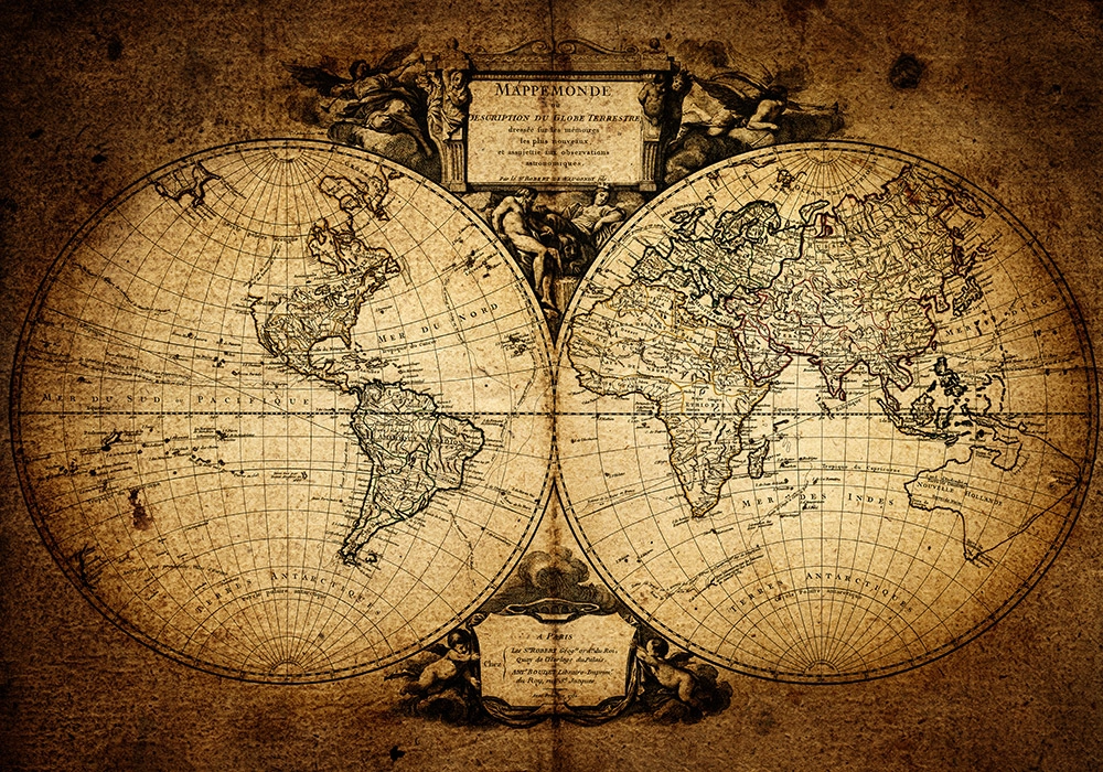Πινακας σε καμβά OLD WORLD MAP 1752