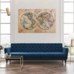 Πινακας σε καμβά OLD STAINED WORLD MAP 1800