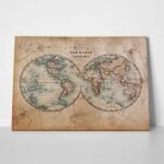 Πινακας σε καμβά OLD STAINED WORLD MAP 1800