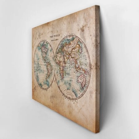Πινακας σε καμβά OLD STAINED WORLD MAP 1800 - Χαρτες Sticky 3