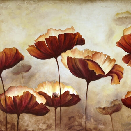 Πινακας σε καμβά PAINTING POPPIES TEXTURE BROWN - Πινακες σε καμβα Sticky 5