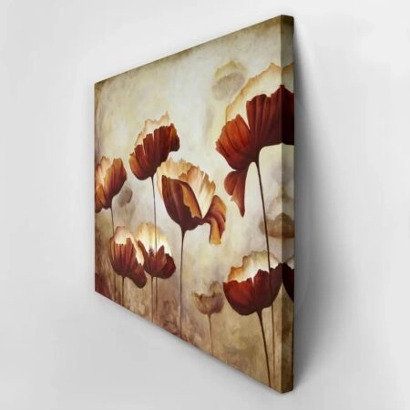 Πινακας σε καμβά PAINTING POPPIES TEXTURE BROWN - Πινακες σε καμβα Sticky 3