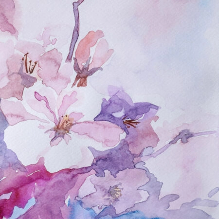 Πινακας σε καμβά PINK FLOWERS WATERCOLOR - Floral - Λουλουδια Sticky 5