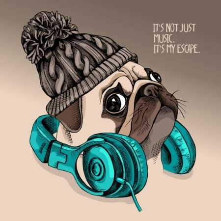 Πίνακας σε καμβά PUG PUPPY KNITTED HIPSTER HAT - Σκυλοι Sticky 4