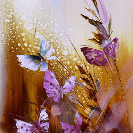Πινακας σε καμβά PURPLE BUTTERFLIES - Πεταλουδες Sticky 5