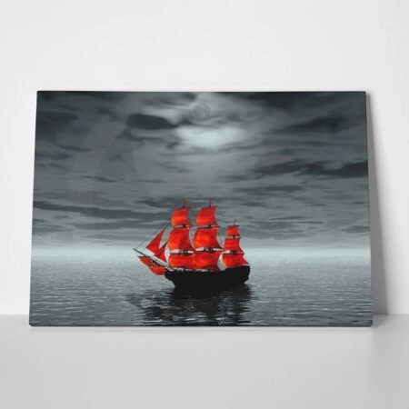 Πινακας σε καμβά RED SHIP - Βαρκες και Καραβια Sticky 1