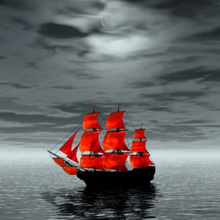 Πινακας σε καμβά RED SHIP - Βαρκες και Καραβια Sticky 5