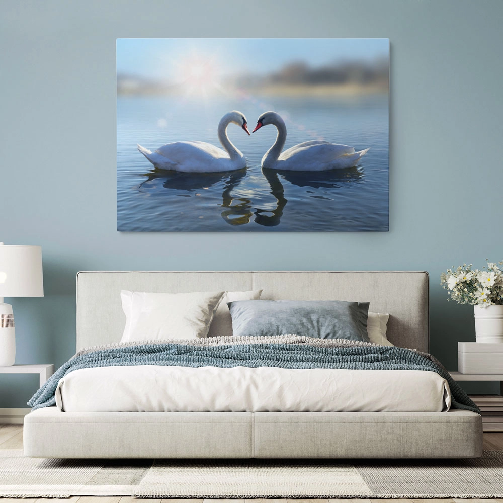 Πινακας σε καμβά ROMANTIC SWANS