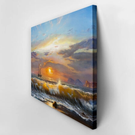 Πινακας σε καμβά SAILBOAT SUNSET - Θαλασσα Sticky 3