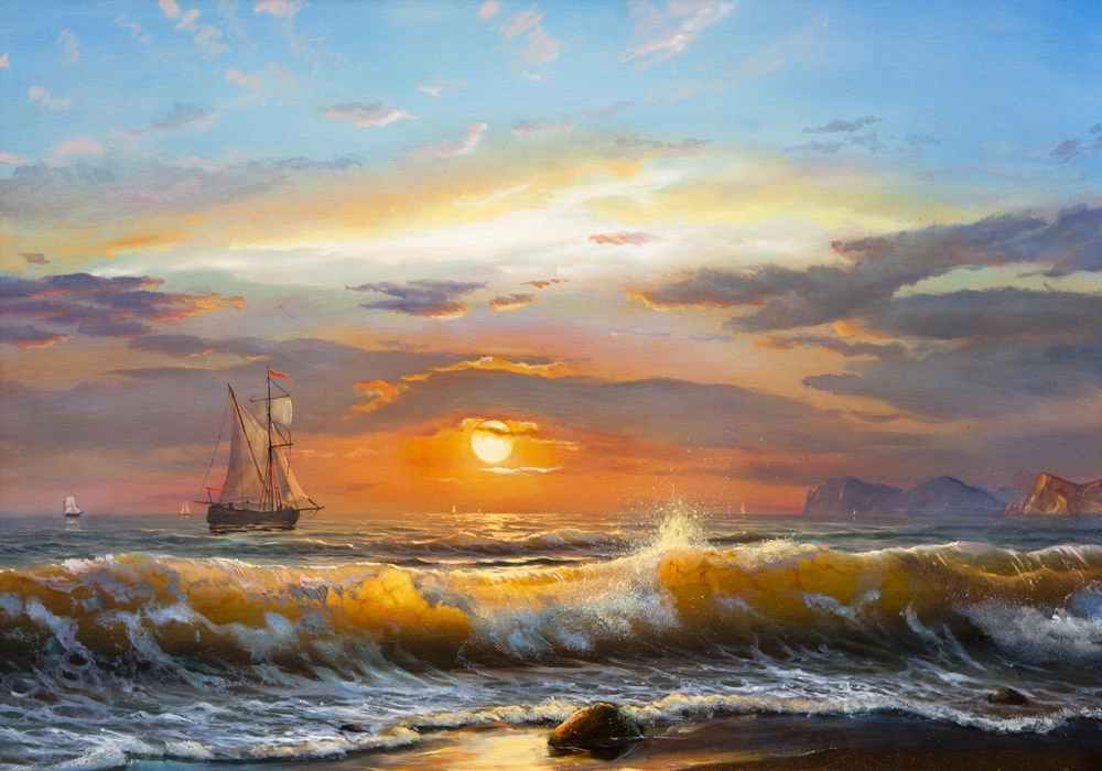 Πινακας σε καμβά SAILBOAT SUNSET