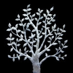 Πίνακας σε καμβά SILVER TREE ON BLACK BACKGROUND