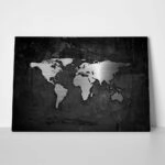 Πινακας σε καμβά SILVER WORLD MAP