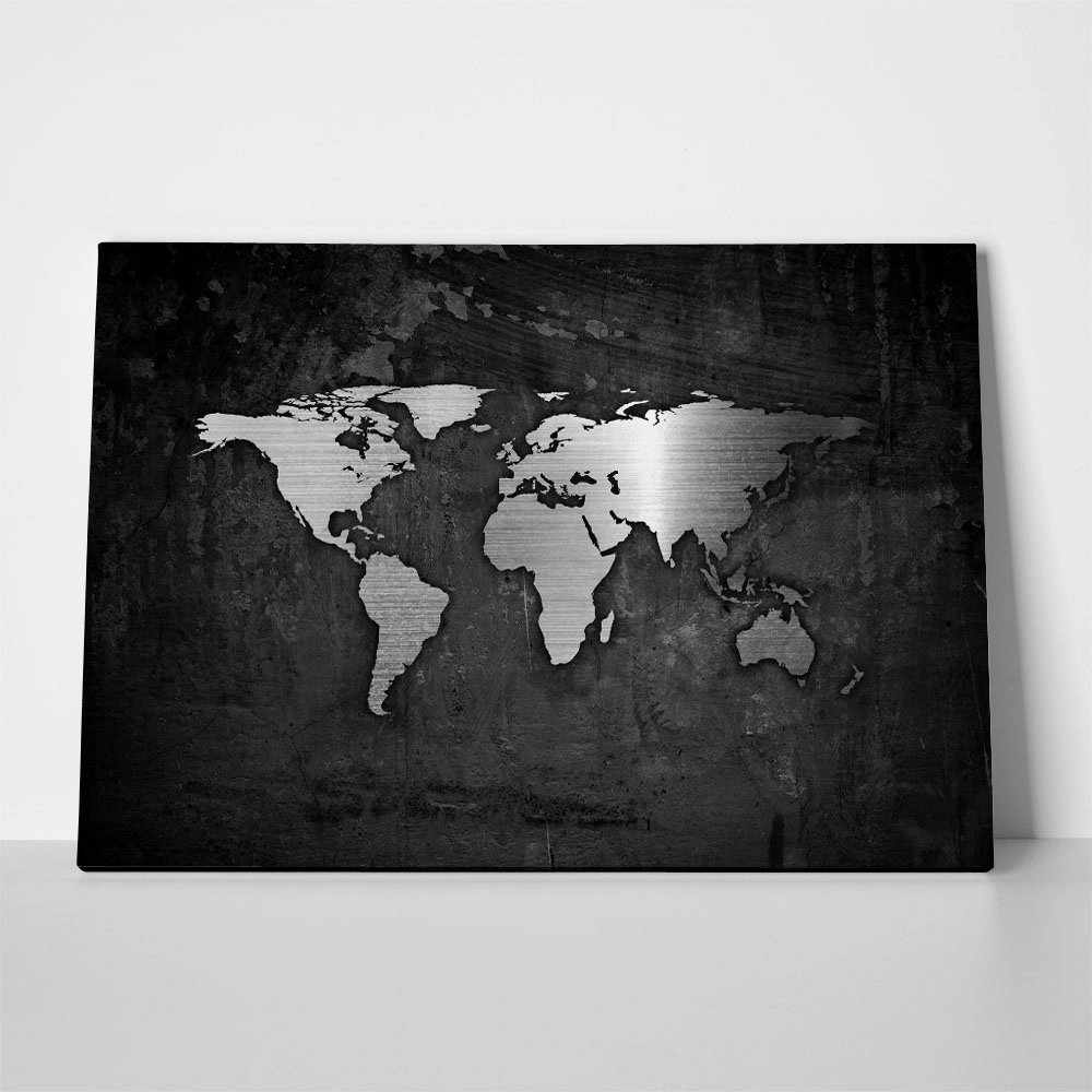 Πινακας σε καμβά SILVER WORLD MAP