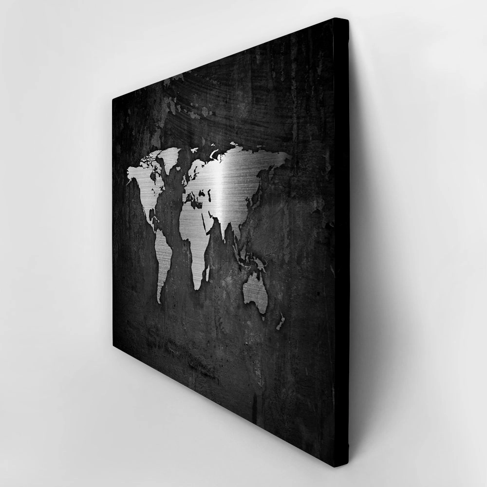 Πινακας σε καμβά SILVER WORLD MAP
