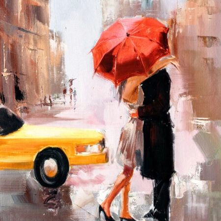 Πινακας σε καμβά THESSALONIKI COUPLE IN RAIN - Πολεις και Αρχιτεκτονικη Sticky 5