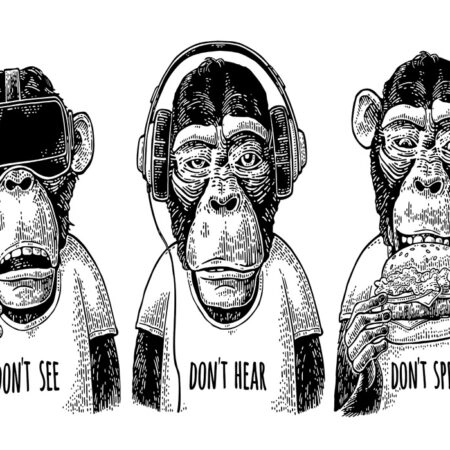 Πινακας σε καμβά THREE WISE DRESSED MONKEYS - Ζωα Sticky 5
