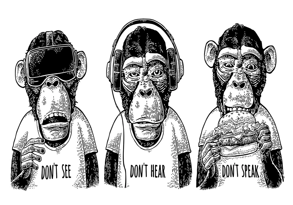 Πινακας σε καμβά THREE WISE DRESSED MONKEYS
