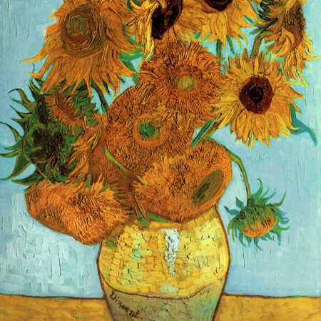 Πινακας σε καμβά Πίνακας VAN GOGH - SUNFLOWERS TURQUOISE - Vincent Van Gogh Sticky 5