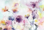 Πινακας σε καμβά WATERCOLOR ABSTRACT ROMANTIC PURPLE FLOWERS