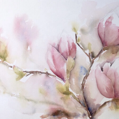 Πινακας σε καμβά WATERCOLOR MAGNOLIA FLOWERS - Μανολιες Sticky 6
