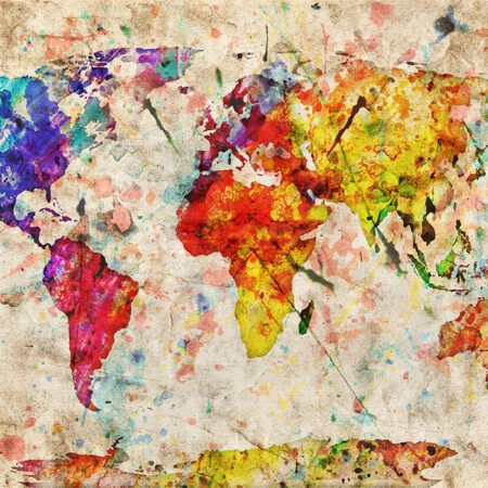 Πινακας σε καμβά WATERCOLOR MAP - Χαρτες Sticky 5