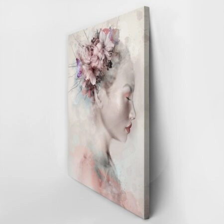 Πινακας σε καμβά WATERCOLOR PORTRAIT OF A WOMAN WITH LILIES - Πορτραιτα και Φιγουρες Sticky 3