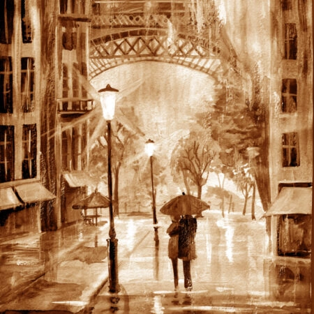 Πινακας σε καμβά WATERCOLOUR RAIN IN PARIS - Παρισι Sticky 4