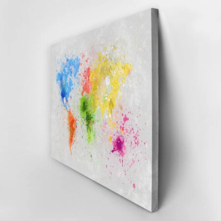 Πινακας σε καμβά WORLD MAP PAINTING - Typography και Χαρτες Sticky 3
