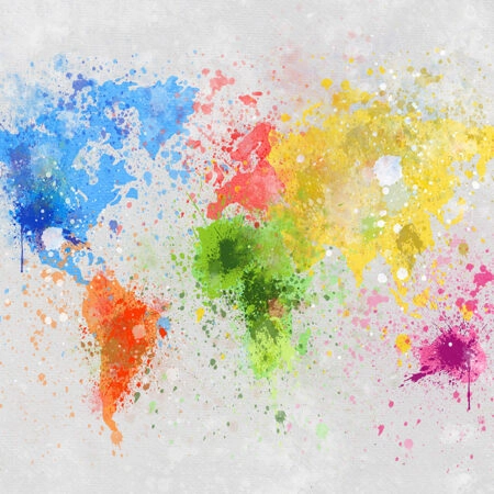 Πινακας σε καμβά WORLD MAP PAINTING - Typography και Χαρτες Sticky 5