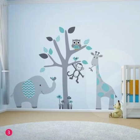 Αυτοκολλητο τοιχου ANIMALS TREE - Βρεφικα & Παιδικά Sticky 3