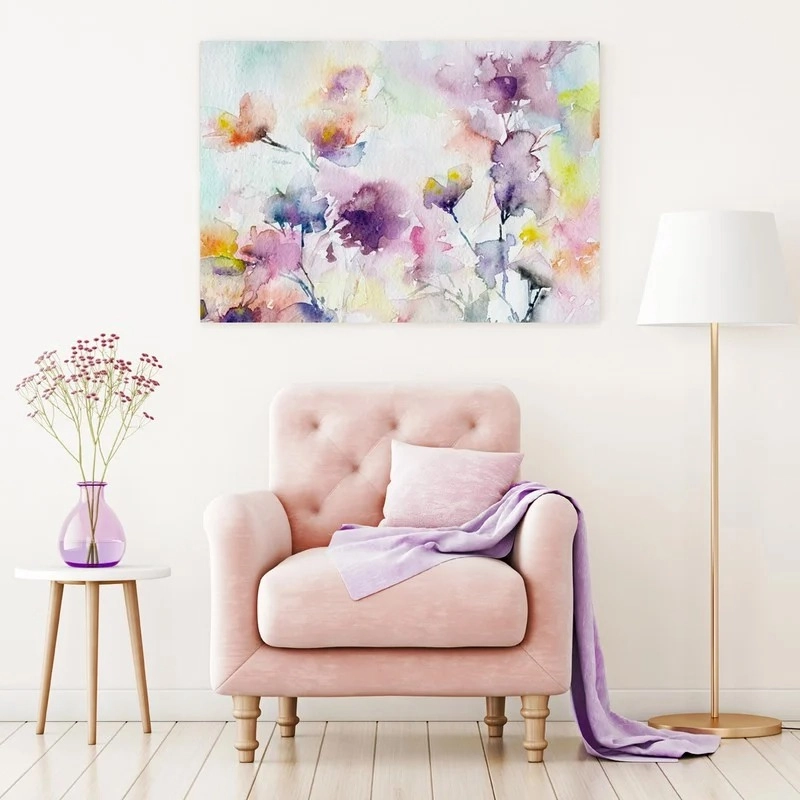 Πινακας σε καμβά WATERCOLOR ABSTRACT ROMANTIC PURPLE FLOWERS