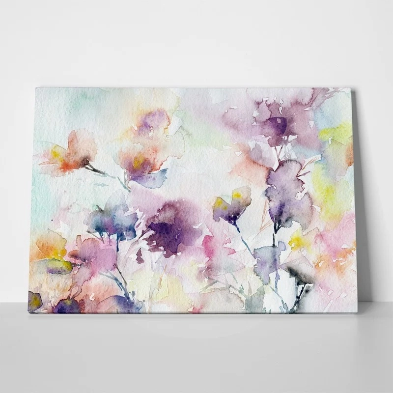 Πινακας σε καμβά WATERCOLOR ABSTRACT ROMANTIC PURPLE FLOWERS
