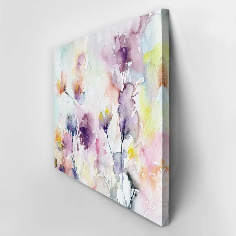 Πινακας σε καμβά WATERCOLOR ABSTRACT ROMANTIC PURPLE FLOWERS