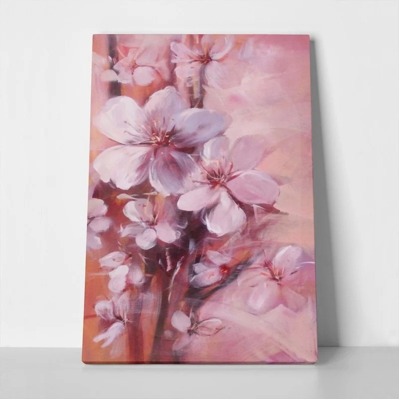 Πινακας σε καμβά ALMONDS BLOSSOM PINK HANDMADE PAINTING