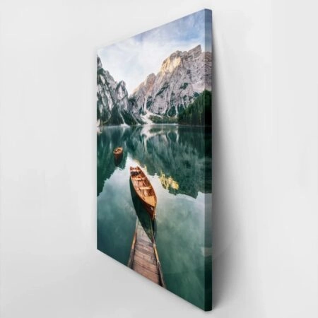 Πινακας σε καμβά BOATS IN BRAIES LAKE - Λιμνες - Ποταμια Sticky 3