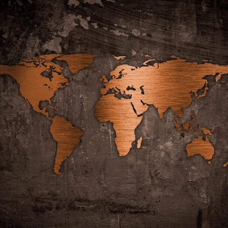 Πινακας σε καμβά BRONZE WORLD MAP - Χαρτες Sticky 5