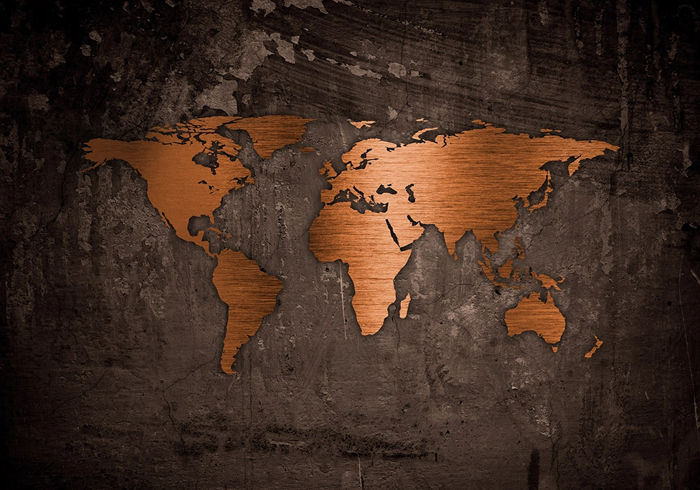 Πινακας σε καμβά BRONZE WORLD MAP