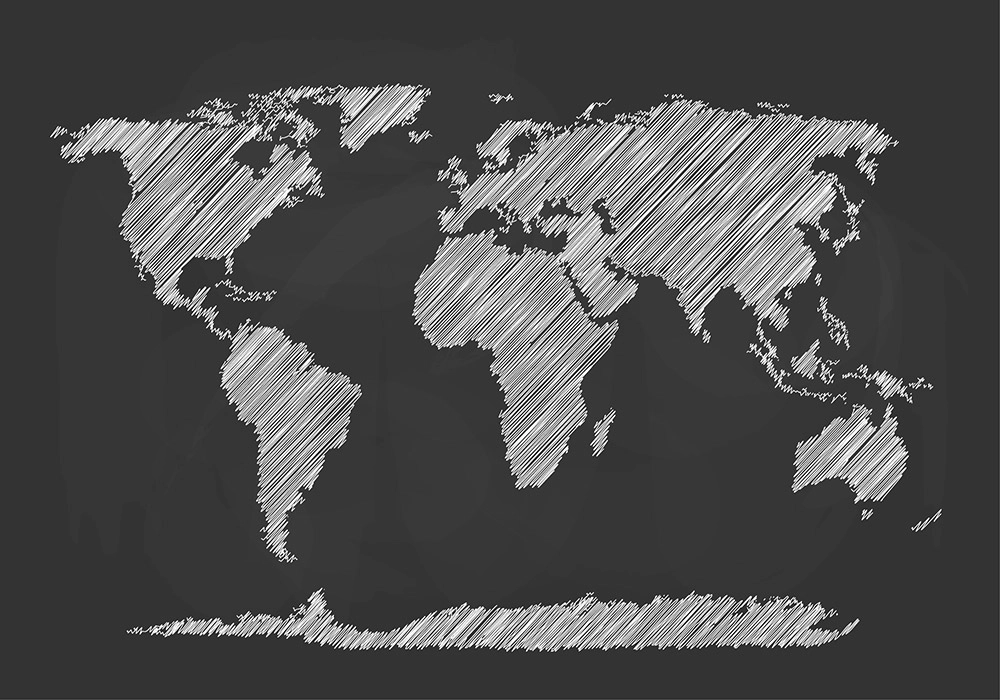 Πινακας σε καμβά CHALKBOARD WORLD MAP