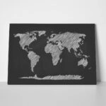 Πινακας σε καμβά CHALKBOARD WORLD MAP