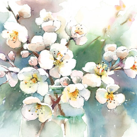 Πινακας σε καμβά CHERRY BLOSSOM WATERCOLOR - Ανθη Δεντρων Sticky 4
