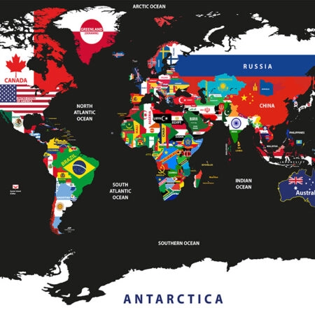 Πινακας σε καμβά COUNTRY FLAGS WORLD MAP - Χαρτες Sticky 5