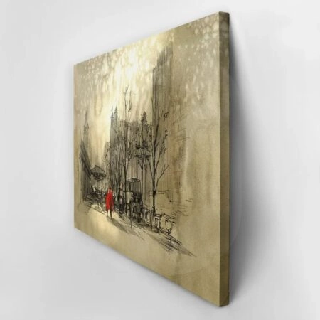 Πινακας σε καμβά COUPLE IN RED WALKING - Λονδινο Sticky 2