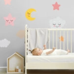 Αυτοκολλητο τοιχου CUTE SLEEPING CLOUD MOON AND STAR