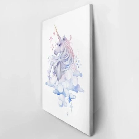 Πινακας σε καμβά CUTE WATERCOLOR UNICORN SKY HAND DRAWN - Παιδικοι και set Sticky 2
