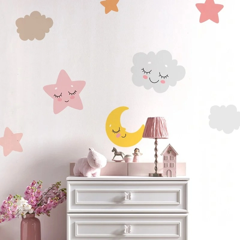 Αυτοκολλητο τοιχου CUTE SLEEPING CLOUD MOON AND STAR