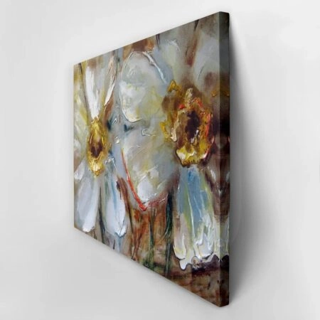 Πινακας σε καμβά DAFFODILS PALE YELLOW DELICATE FLOWERS - Μαργαριτες Sticky 2