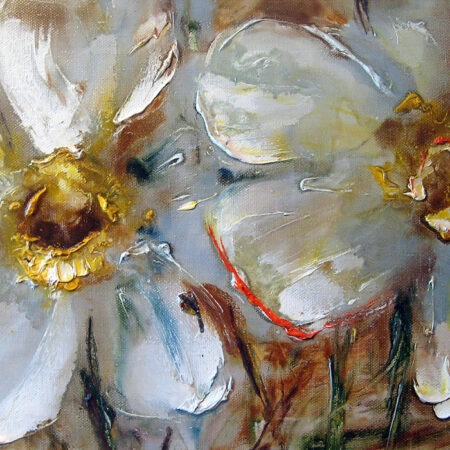 Πινακας σε καμβά DAFFODILS PALE YELLOW DELICATE FLOWERS - Μαργαριτες Sticky 4