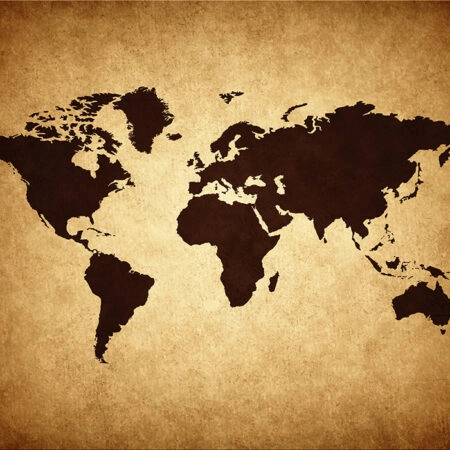Πινακας σε καμβά GRUNGE WORLD MAP - Χαρτες Sticky 4